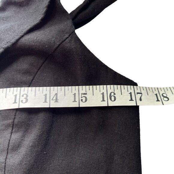 Old Navy Size M in Black Jack Sundress Ruffle Straps V-neck Smocked Linen Blend - Picture 7 of 10